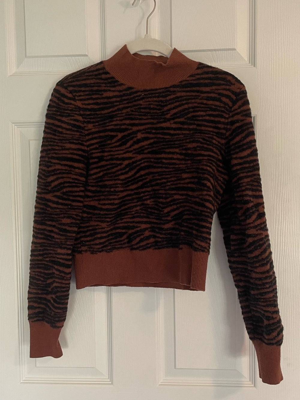 Express Brown and Black Tiger-Stripe Turtleneck Sweater